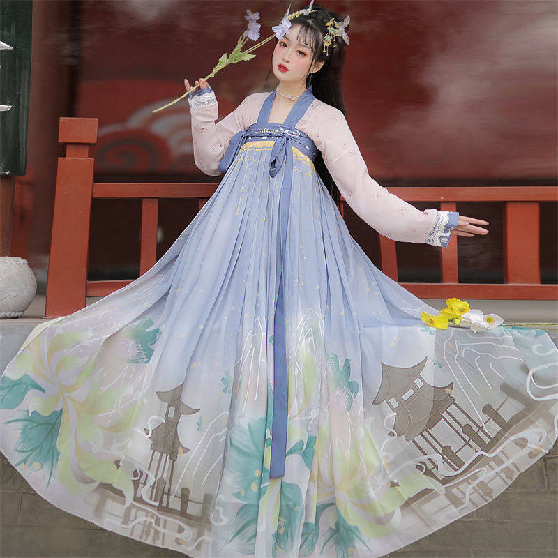 春瑶原创汉服女唐制仙气飘逸古风齐胸衫裙日常大裙摆古装全套夏季_虎窝淘