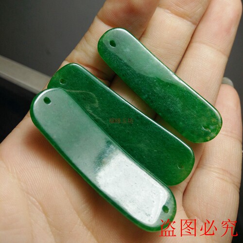 福缘玉坊新品缅甸翡翠干青雕花手条手链配件玉石翠玉DIY饰品手牌 - 图3
