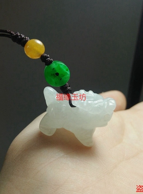 立体麒麟瑞兽挂件手机链玉石吊坠