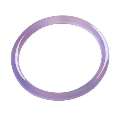 精品紫罗兰玉髓手镯细款少女小圆条冰种薰衣草紫玛瑙叮当美人镯子 - 图3