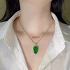 Jade ring inlaid with green gourd ring, adjustable live jade ring, spicy green ice waxy open ring