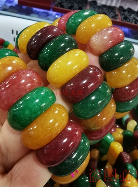 天然金丝玉多彩手排手串男女手牌