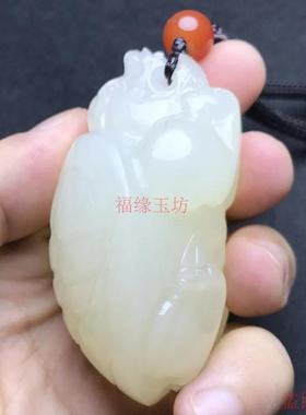 天然和田玉青白玉手把件