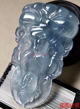 缅甸翡翠吊坠观音男女冰种飘花