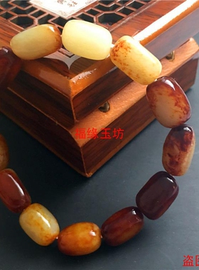 和田玉原石籽料男女款证书手链