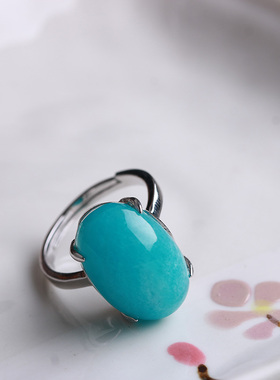 天然莫桑老矿天河石戒指开口活口