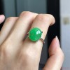 Hot style sun green emerald ice waxy floating flower ring
