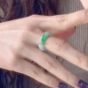 Boutique Burmese jade ring, ice seed floating flower ring, men's and women's white background Qingyang green jade ring jade ring bracelet