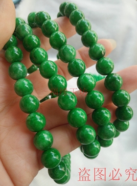 正品缅甸翡翠祖母绿干青铁龙生手链108颗佛珠链项链男女款民族风