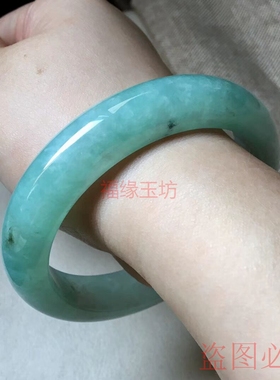 缅甸老坑白底青绿色翡翠手镯包邮