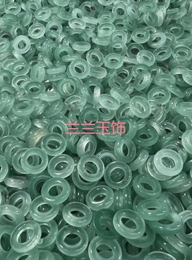 巴山翠天青冻玉环冰底15线圈蓝绿底散珠diy玉石饰品圆环圆圈