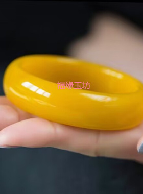 原创新疆和田玉黄玉手镯女款玉镯子扁条手镯平安镯手链玉镯子