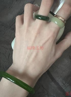 精品和田玉色碧玉细圆条戒指
