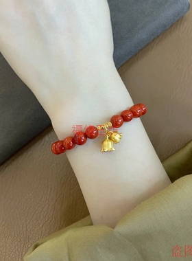 新款天然6.8mm南红单圈手链