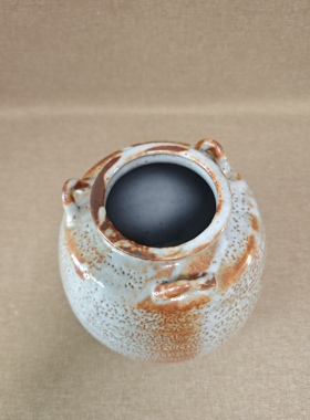 日本进口中古瓷器正品志野烧正峰作手工陶制挂釉花瓶花器