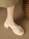 White high heel sandals for women 2024 new style with skirt large size women's shoes 41-43 fat feet wide fat feet thick sole 40
