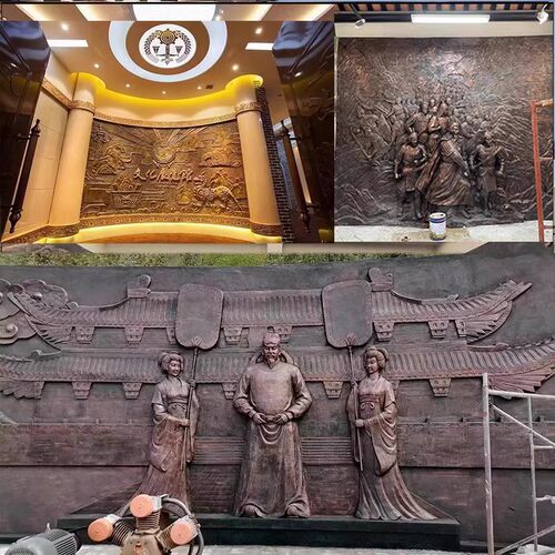 定制砂岩玻璃钢真铜仿铜浮雕山水人物校园中医文化浮雕雕塑 - 图1