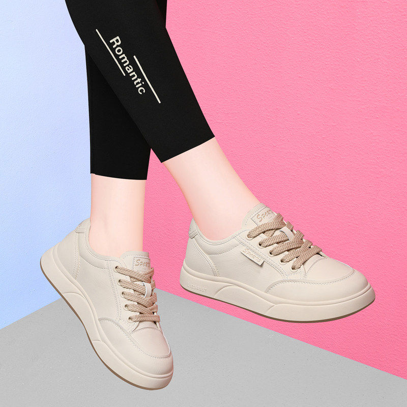 真皮休闲板鞋女2025春季秋款运动单鞋舒适软底平底百搭爆款小白鞋,淘宝优惠券,粉丝福利购,淘宝优惠卷