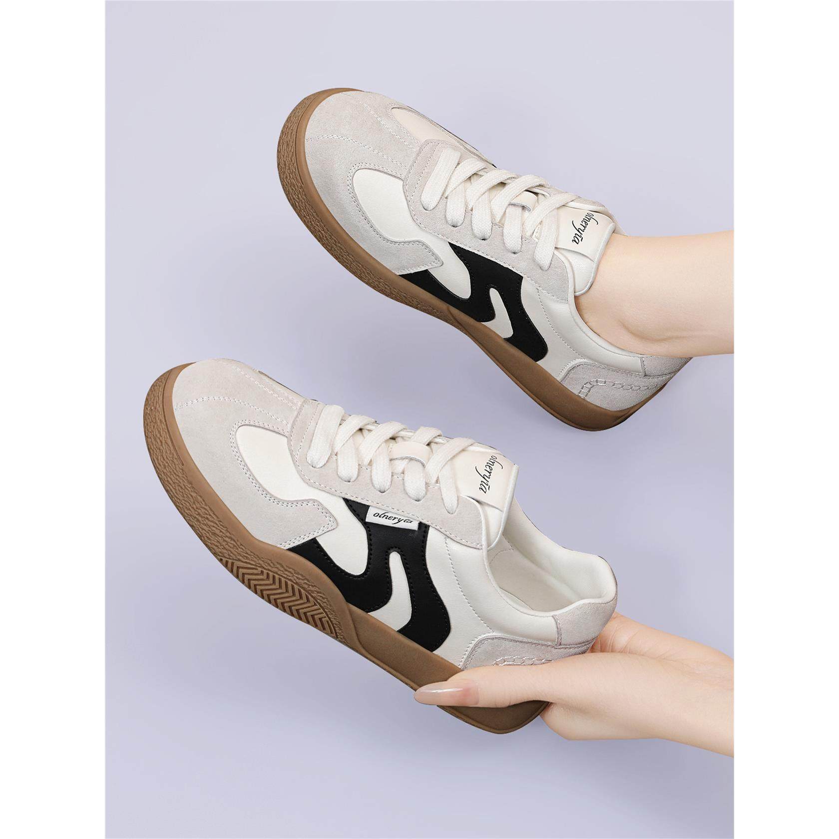 2026新款春复古德训鞋女春季新款百搭平底休闲运动鞋拼色系带板鞋,淘宝优惠券,粉丝福利购,淘宝优惠卷