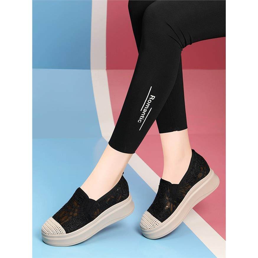 夏季新款一脚蹬渔夫鞋女内增高厚底网面镂空透气乐福鞋浅口单凉鞋,淘宝优惠券,粉丝福利购,淘宝优惠卷