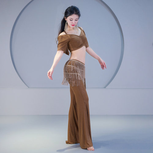 舞娘肚皮舞服装2026新款简约飘逸网纱东方舞表演出练功习团服班服 - 图3