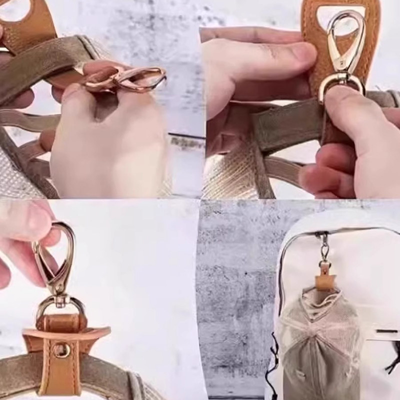 户外旅行帽子夹挂钩丝巾扣PU皮革手提包帽夹夏季遮阳帽收纳挂扣夹