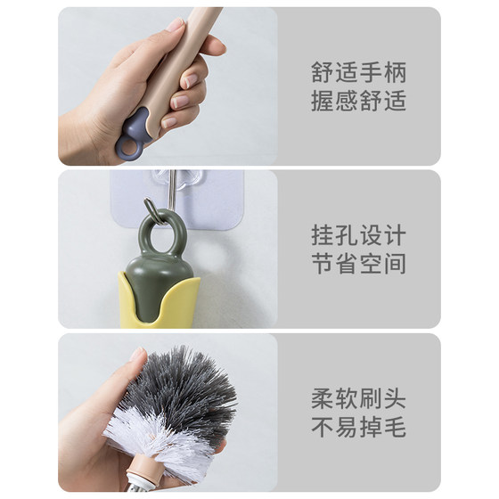 Stainless steel long handle toilet hanging toilet brush brush