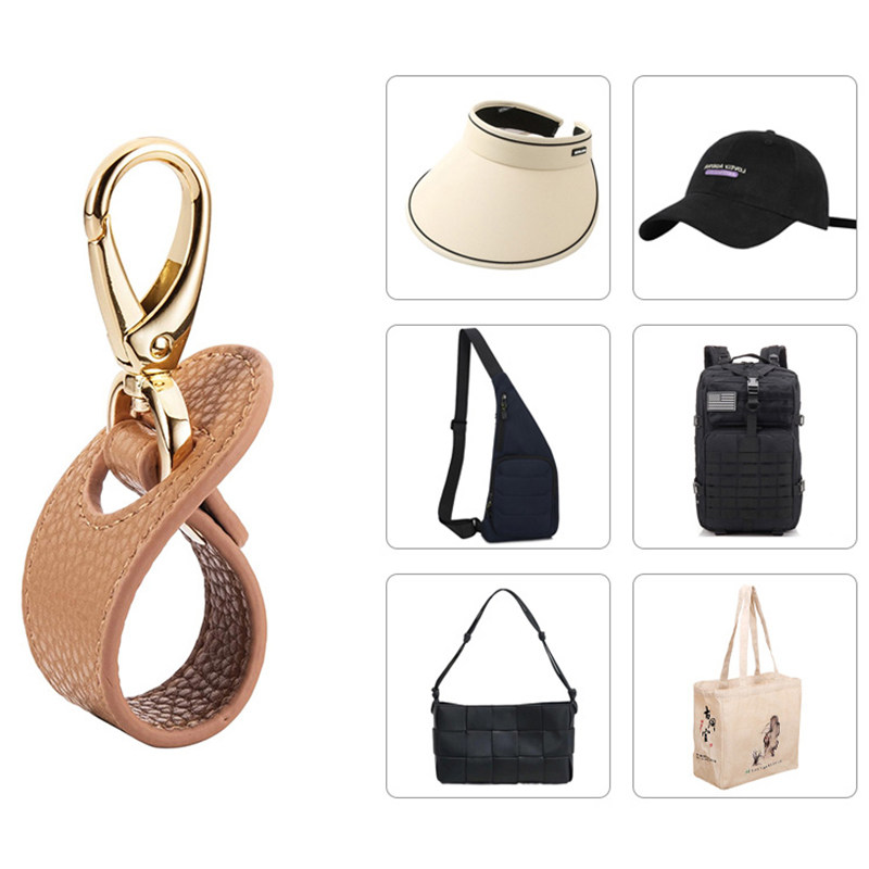 户外旅行帽子夹挂钩丝巾扣PU皮革手提包帽夹夏季遮阳帽收纳挂扣夹