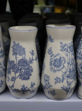 景德镇手工陶瓷花瓶中式青花瓷冬青插花器民宿酒店高级感家居摆件