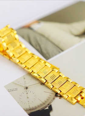 18K黄金色男款加厚金精品手链仿金正品合金欧美手表扣手腕大手链