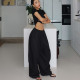 Akiyo studio ເອີຣົບແລະອາເມລິກາ retro ສູງ waisted loose scimitar pants elastic waist wide-leg pants banana pants ກາງເກງ