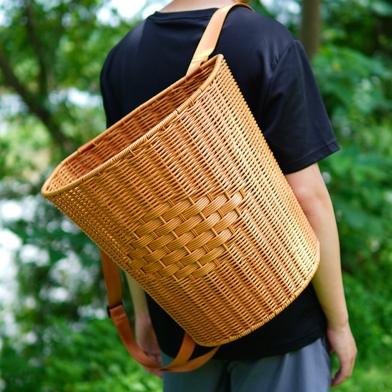 仿藤编加固背篓赶集买菜双肩背篼户外采摘蘑菇茶叶篮收纳筐野餐篮,淘宝优惠券,粉丝福利购,淘宝优惠卷