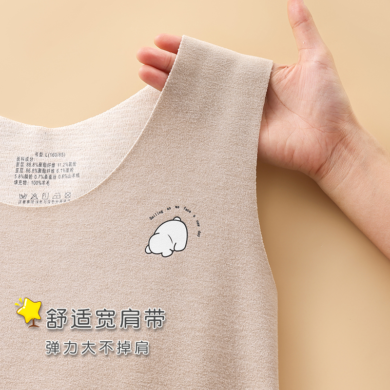 儿童保暖背心内穿护肚加绒男童羊毛蚕丝打底男宝宝2025秋冬款马甲 - 图0