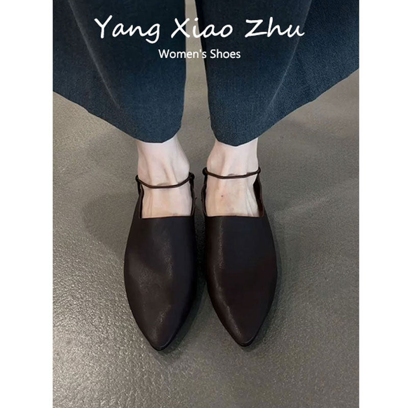 牛皮版~法式尖头平底玛丽珍鞋女2025新款配裙子绝美百搭深口单鞋,淘宝优惠券,粉丝福利购,淘宝优惠卷