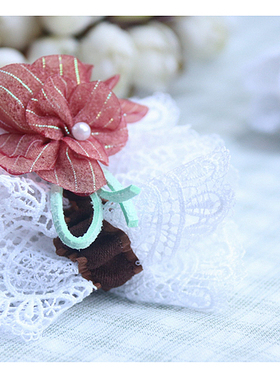 漂白色蕾丝手环一对有弹力