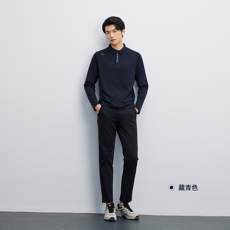 【新品】RAPIDO雳霹道25年秋冬男士简约微磨毛休闲内搭长袖POLO衫 - 图0