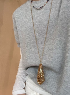 小众设计感ins个性创意亮片项链欧美时尚休闲风潮流长款毛衣链女