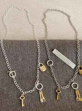 甜酷辣妹钥匙锁扣汤匙勺子OT扣项链时尚潮流设计感独特颈链毛衣链