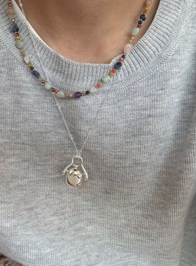 韩版简约时尚ins风潮流锁骨链时尚通勤韩版小众设计感酒壶毛衣链