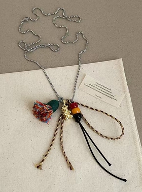 时尚潮流小熊毛刷流苏项链轻奢气质高级感精致百搭颈链锁骨链