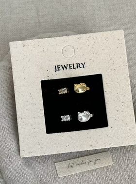 卡通萌趣猫咪锆石戒指女小众设计感个性时尚潮流通勤百搭指环戒