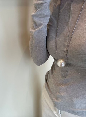 简约不锈钢长款项链圆球吊坠毛衣链女韩版时尚小众设计个性项链潮