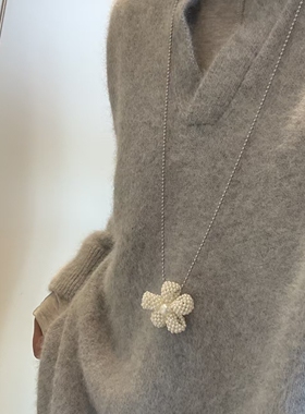 甜美ins个性立体珍珠花朵吊坠项链时尚简约百搭轻奢戒指潮流饰品