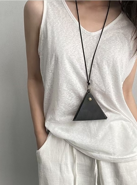极简穿搭凹造型迷你月牙包项链小众设计感多种戴法颈链毛衣链新款