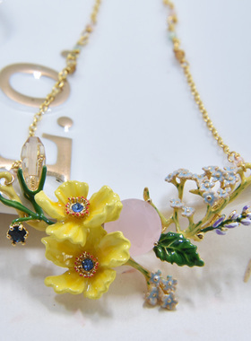 花朵交响乐小黄花朵薰衣草项链