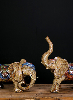 八年老店新品冲量陶瓷珍藏版时尚家居装饰品招财大象摆件大号结婚