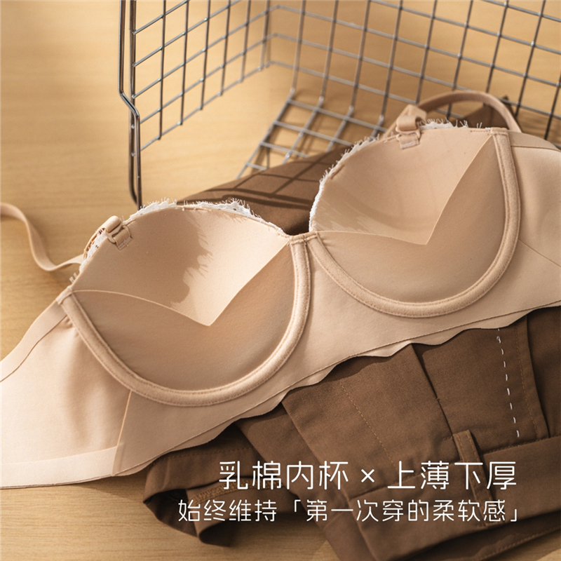 小胸聚拢显大内衣无钢圈轻奢蕾丝性感防下垂2025新款爆款文胸罩女 - 图0