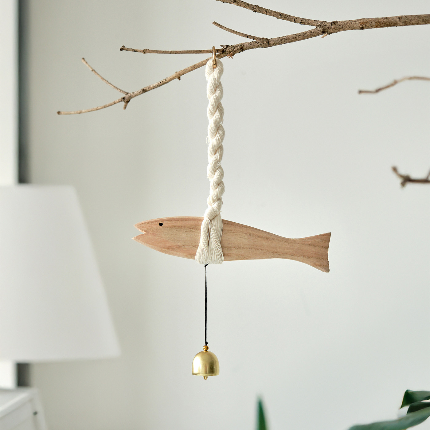地中海风墙面装饰品鱼挂件实木棉绳小鱼铃铛风铃创意北欧墙壁家居,淘宝优惠券,粉丝福利购,淘宝优惠卷