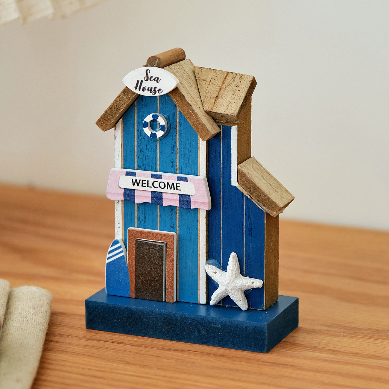 海洋风创意复古立体木质小房子家居摆件挂饰圣诞装饰咖啡店饰品,淘宝优惠券,粉丝福利购,淘宝优惠卷