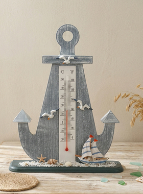 复古航海船锚造型桌面温度计摆件